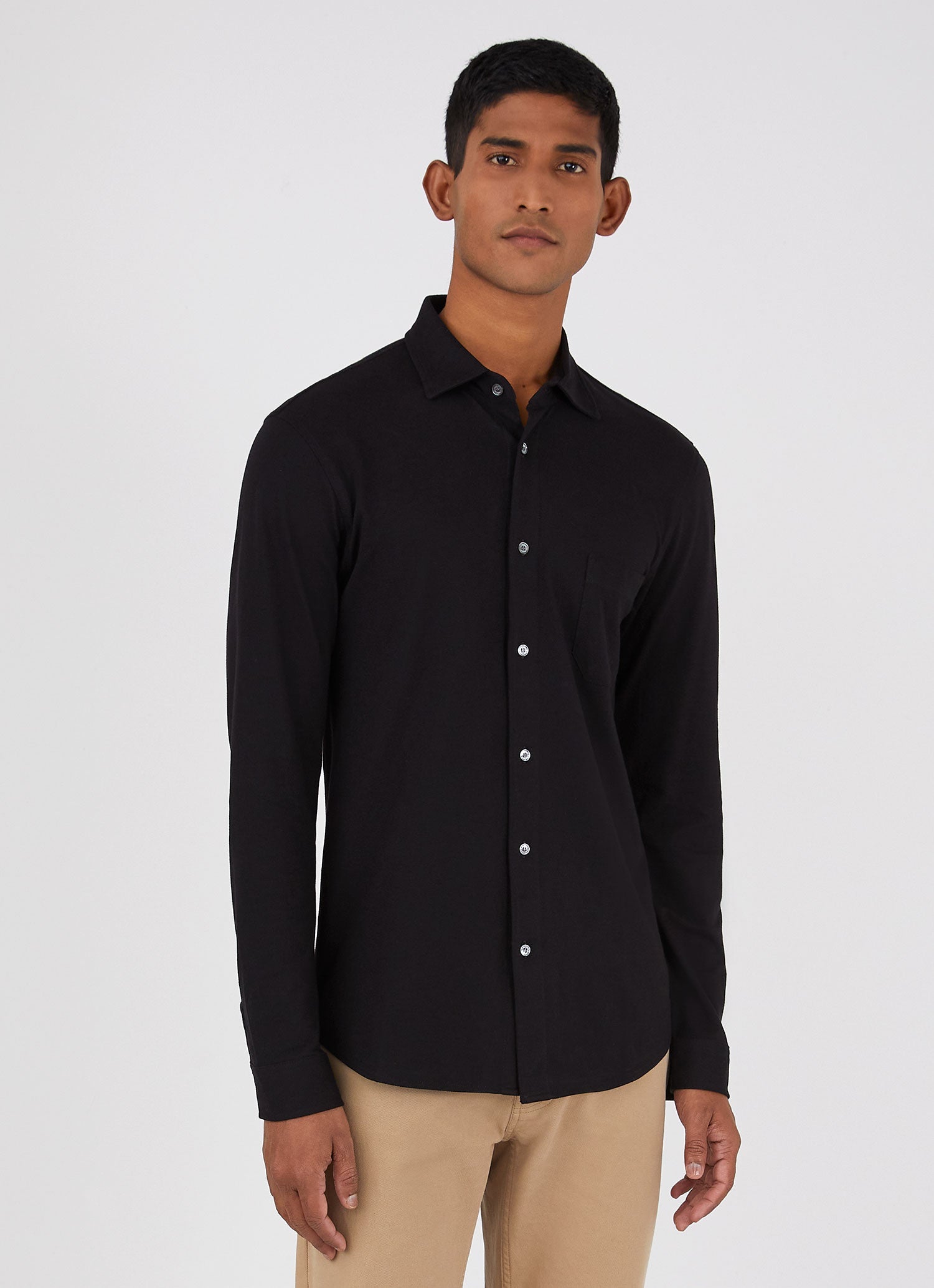 Men's Piqué Shirt in Black