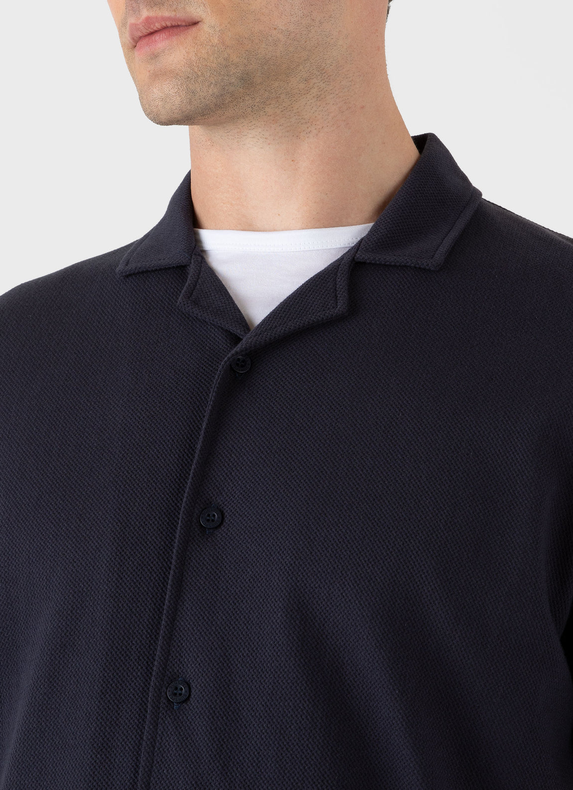 Men's Riviera Camp Collar Shirt in Navy