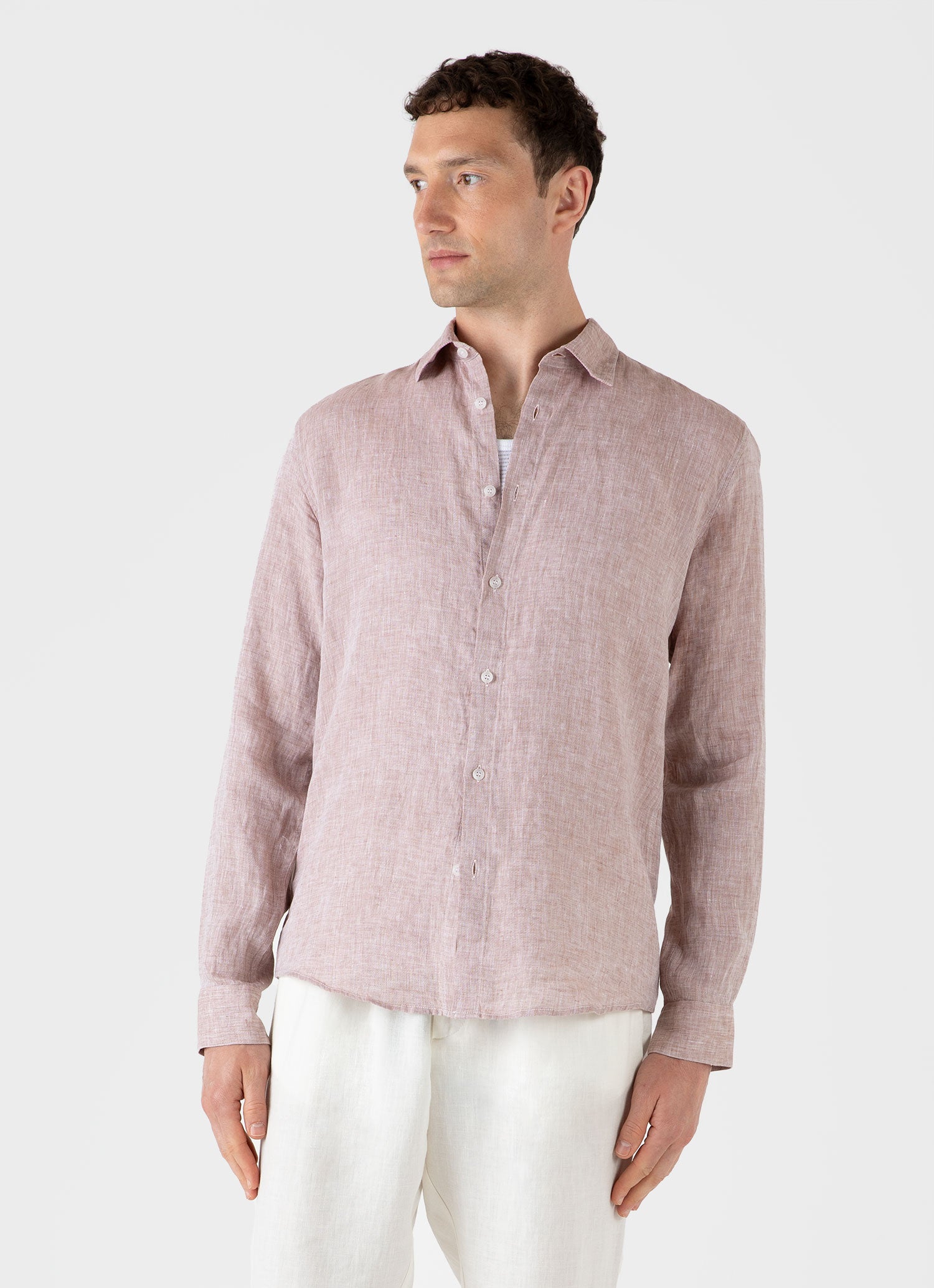 Men's Linen Shirt in Light Brown