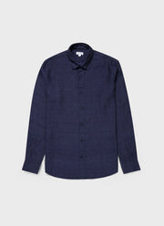 Men's Linen Shirt in Navy Melange