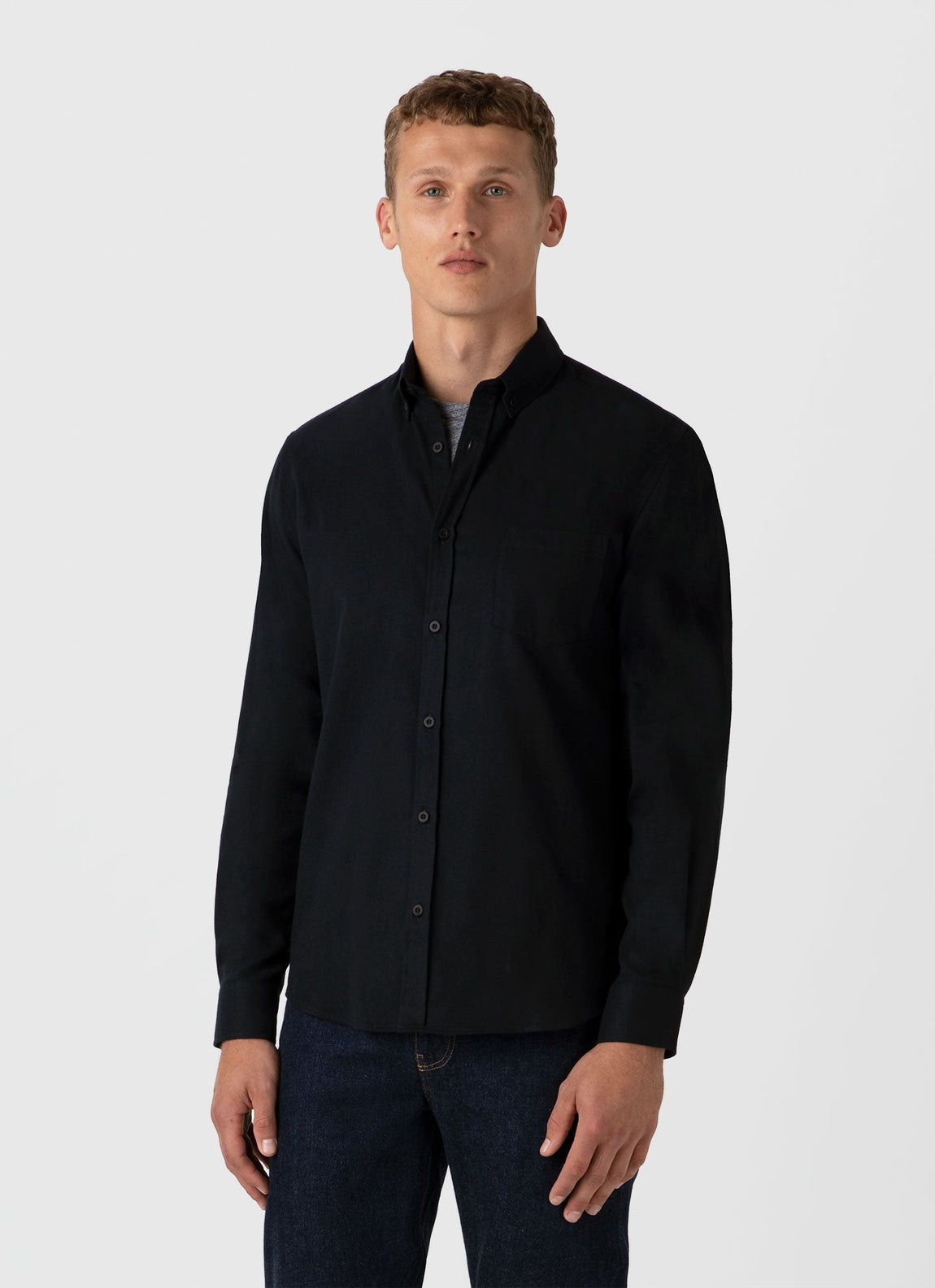 Men's Button Down Flannel Shirt in Black