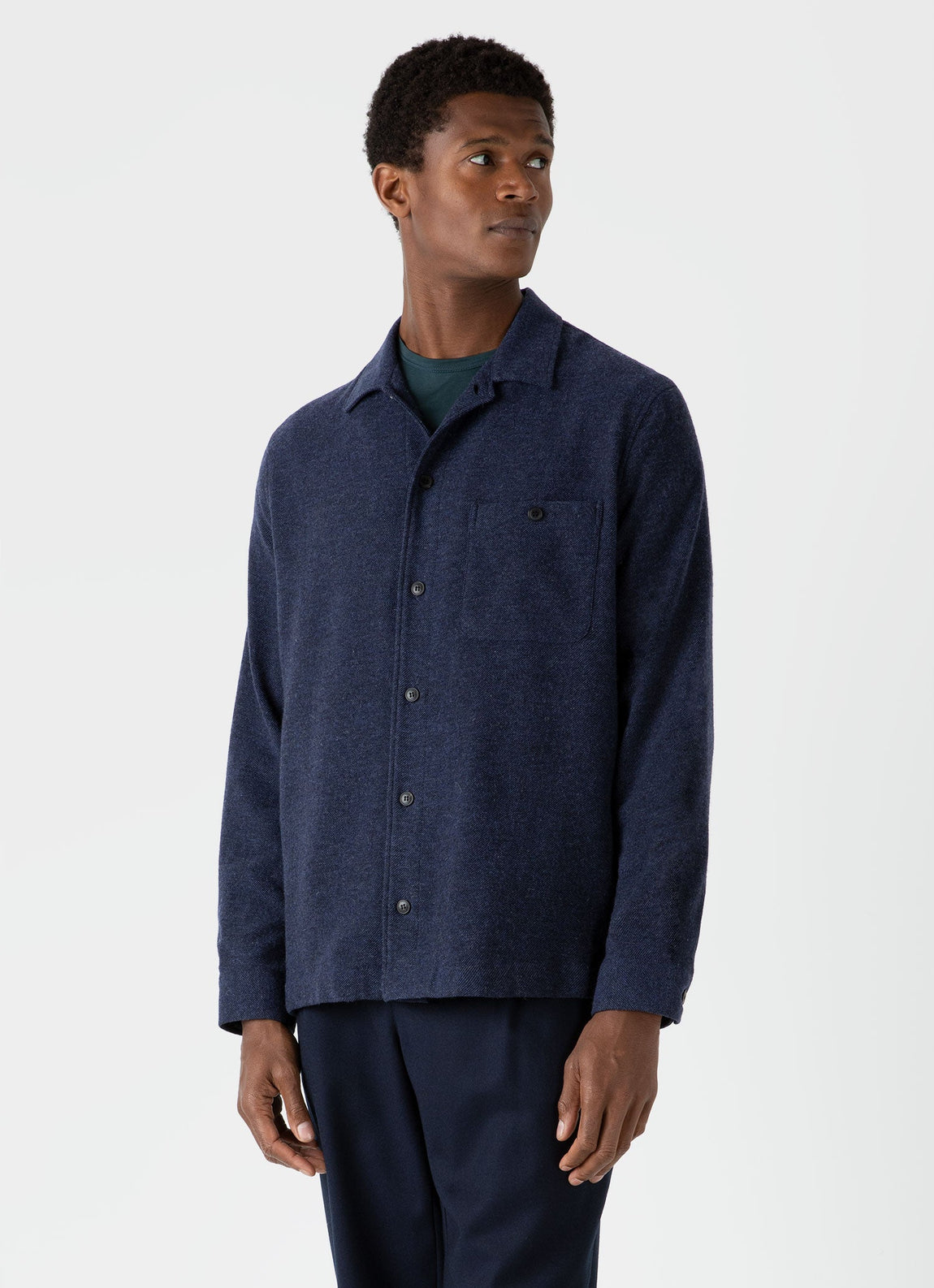 Men's Heavy Flannel Overshirt in Light Navy