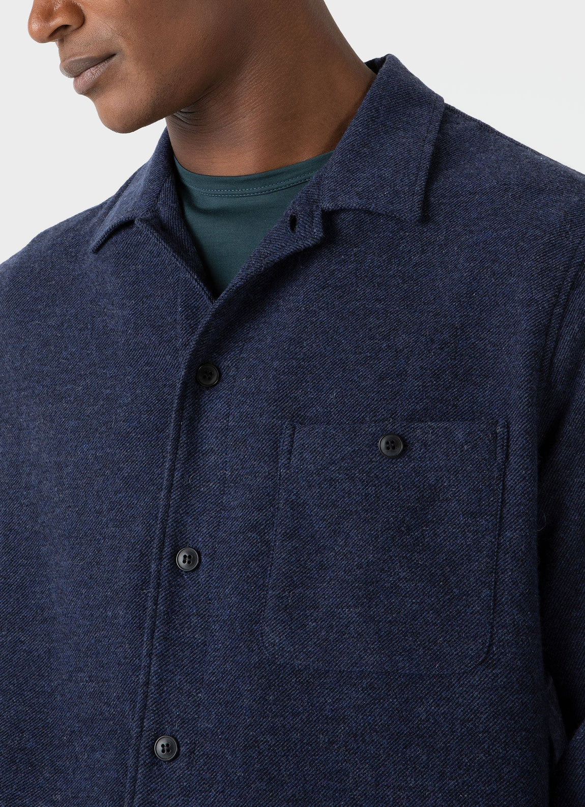 Men's Heavy Flannel Overshirt in Light Navy