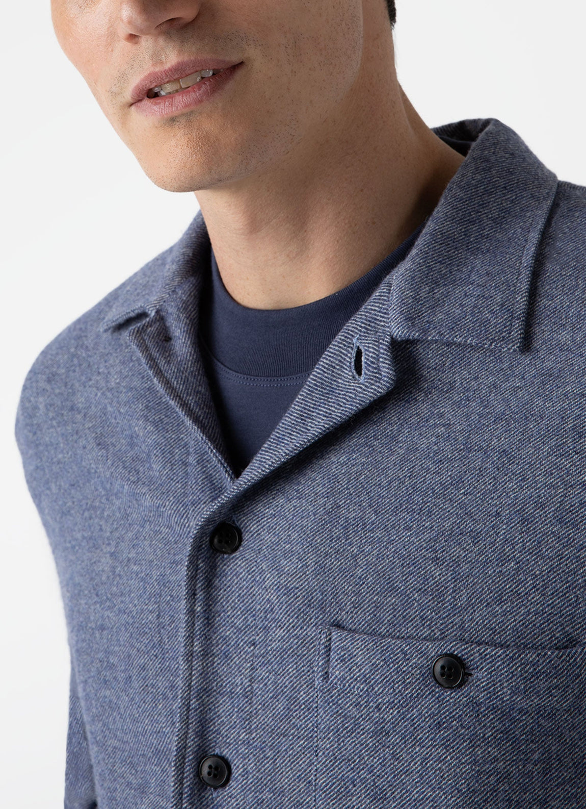 Men's Heavy Flannel Overshirt in Blue Melange