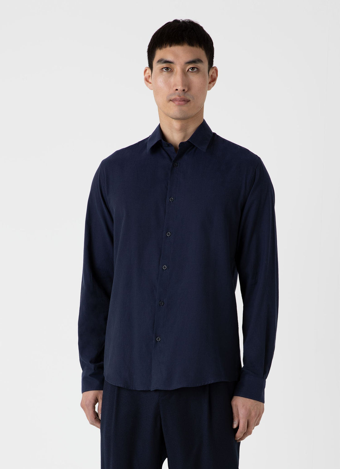 Men's Cotton Flannel Shirt in Navy