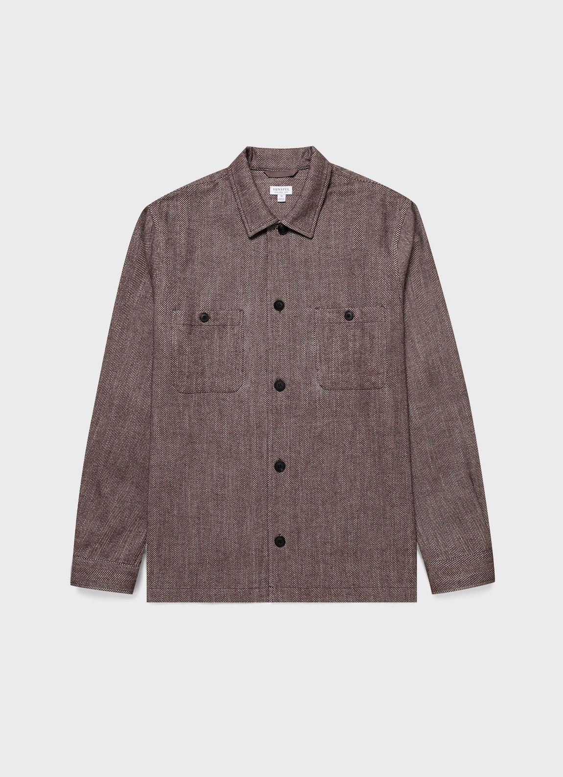 Men's Herringbone Overshirt in Light Brown