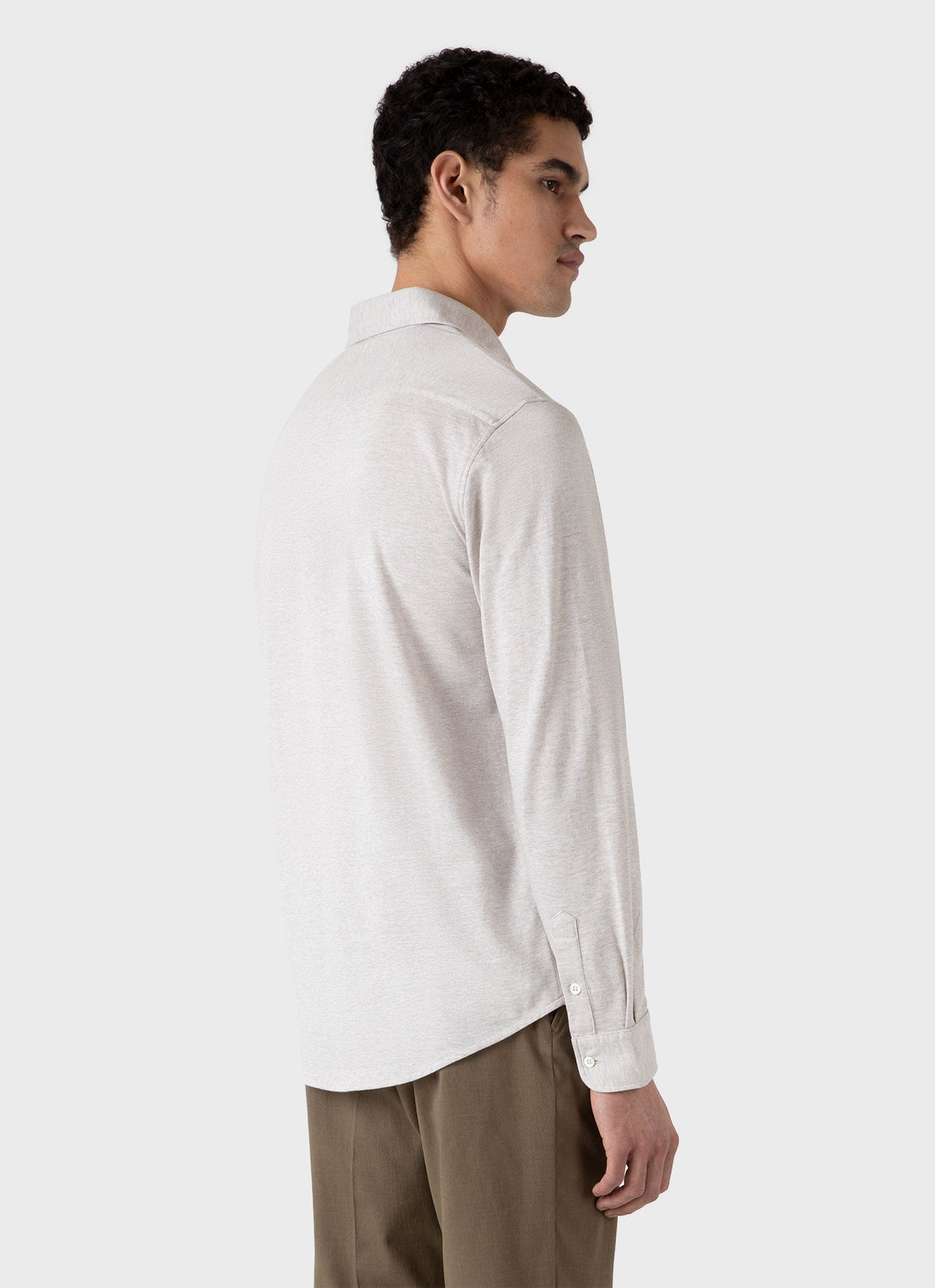 Men's Cotton Cashmere Piqué Shirt in Putty Melange