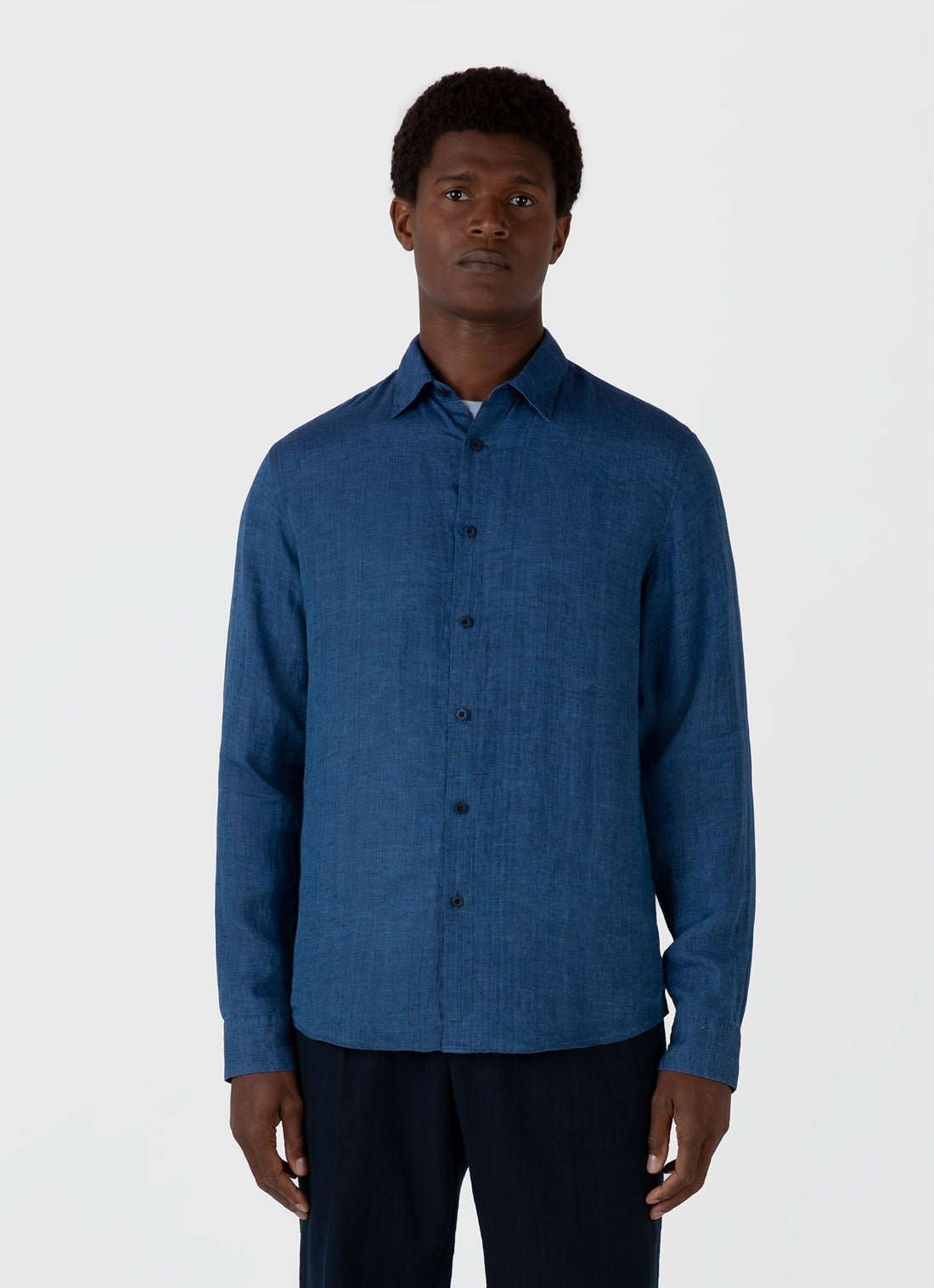 Men's Linen Shirt in Ink Blue