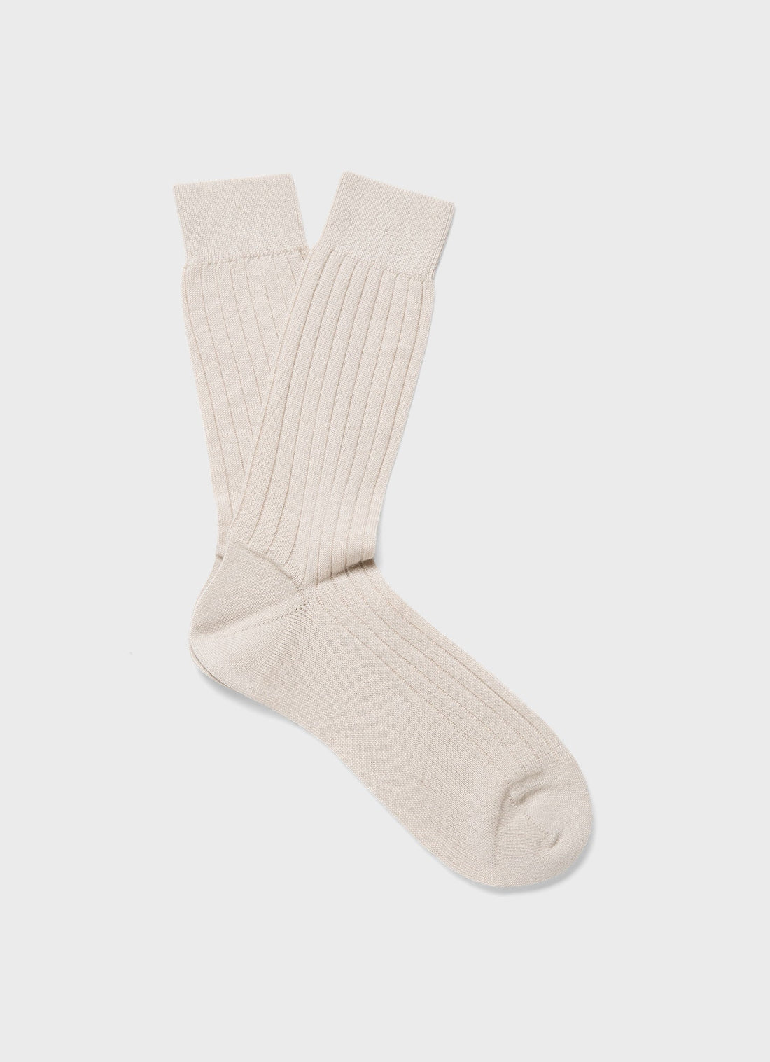 Men's Cashmere Ribbed Socks in Natural