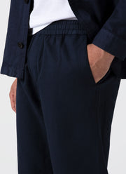 Men's Cotton Linen Drawstring Trouser in Navy