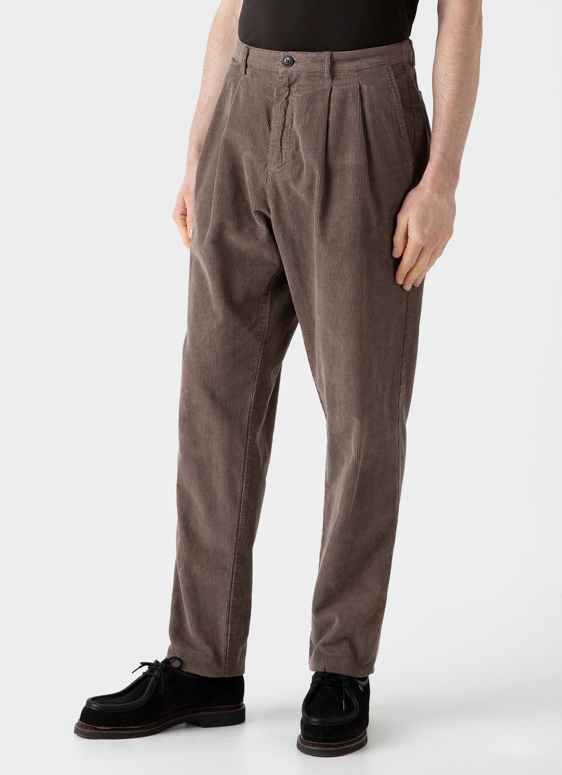 Men's Double Pleat Corduroy Trouser in Cedar