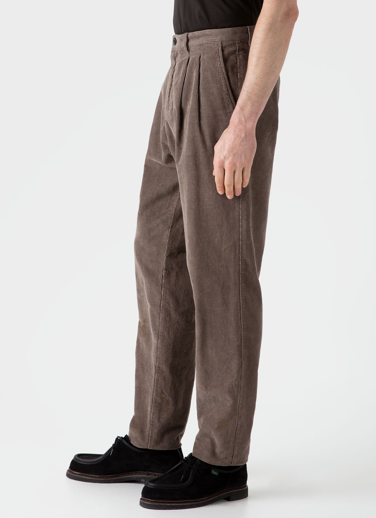 Men's Double Pleat Corduroy Trouser in Cedar