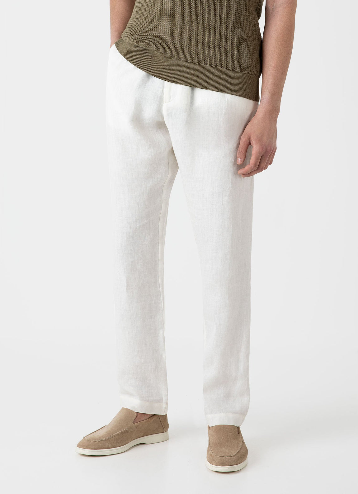 Men's Linen Drawstring Trouser in White