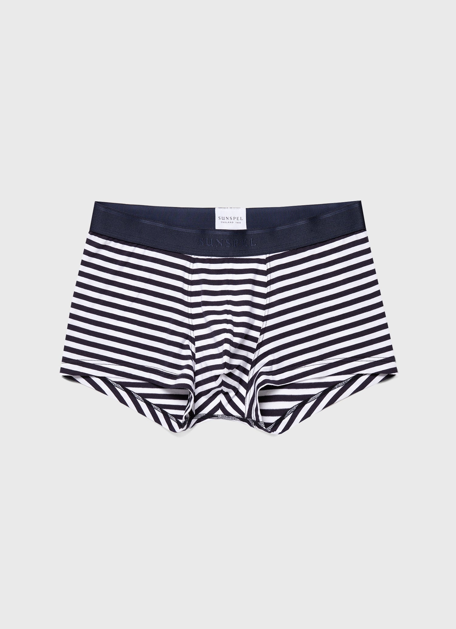 Men's Stretch Cotton Trunks in White/Navy