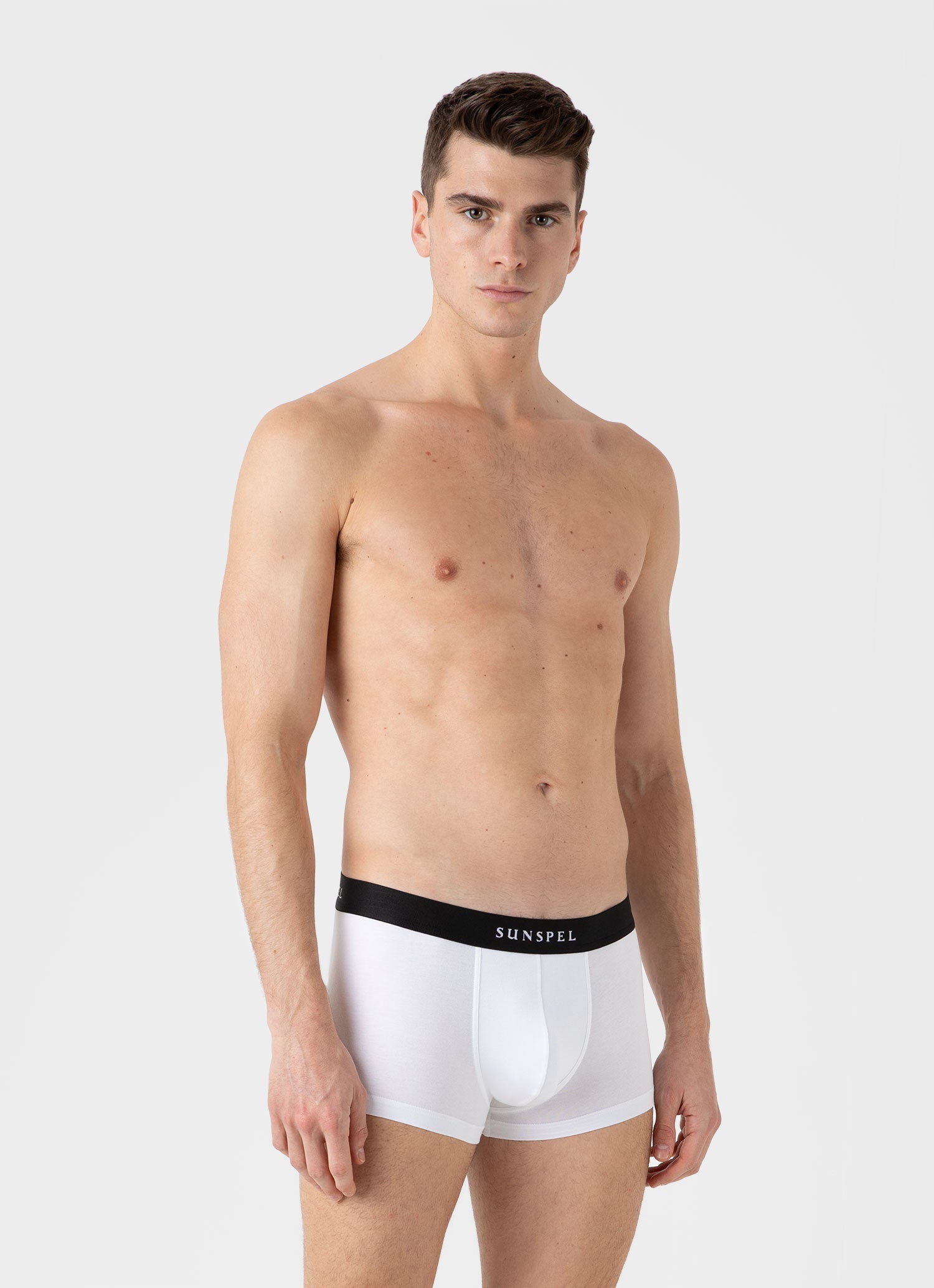 Men's Logo Stretch Cotton Trunks in White/Black