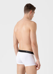 Men's Logo Stretch Cotton Trunks in White/Black