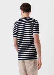 Men's Classic T-shirt in Navy/Ecru Breton Stripe