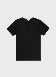 Men's Superfine Cotton V-Neck Underwear T-shirt in Black