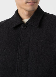 Men's Sunspel x Nigel Cabourn Balmacaan Wool Cashmere Coat in Charcoal Herringbone