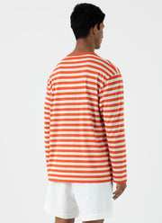 Men's Sunspel x Nigel Cabourn Long Sleeve T-shirt in Orange/Stone White