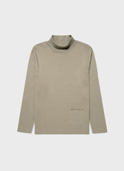 Men's Sunspel x Nigel Cabourn Carbon Brushed Roll Neck in Earth