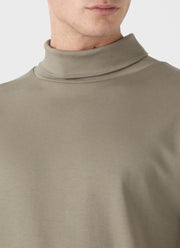 Men's Sunspel x Nigel Cabourn Carbon Brushed Roll Neck in Earth