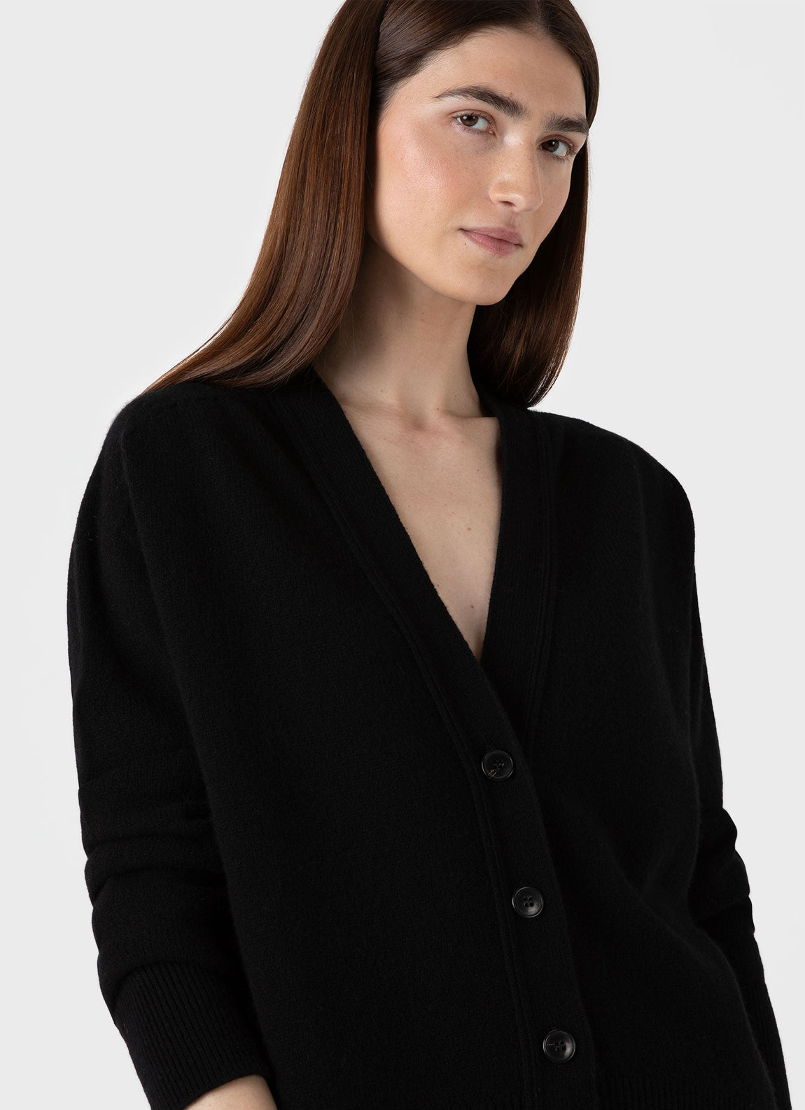 Women's Lambswool Cardigan in Black