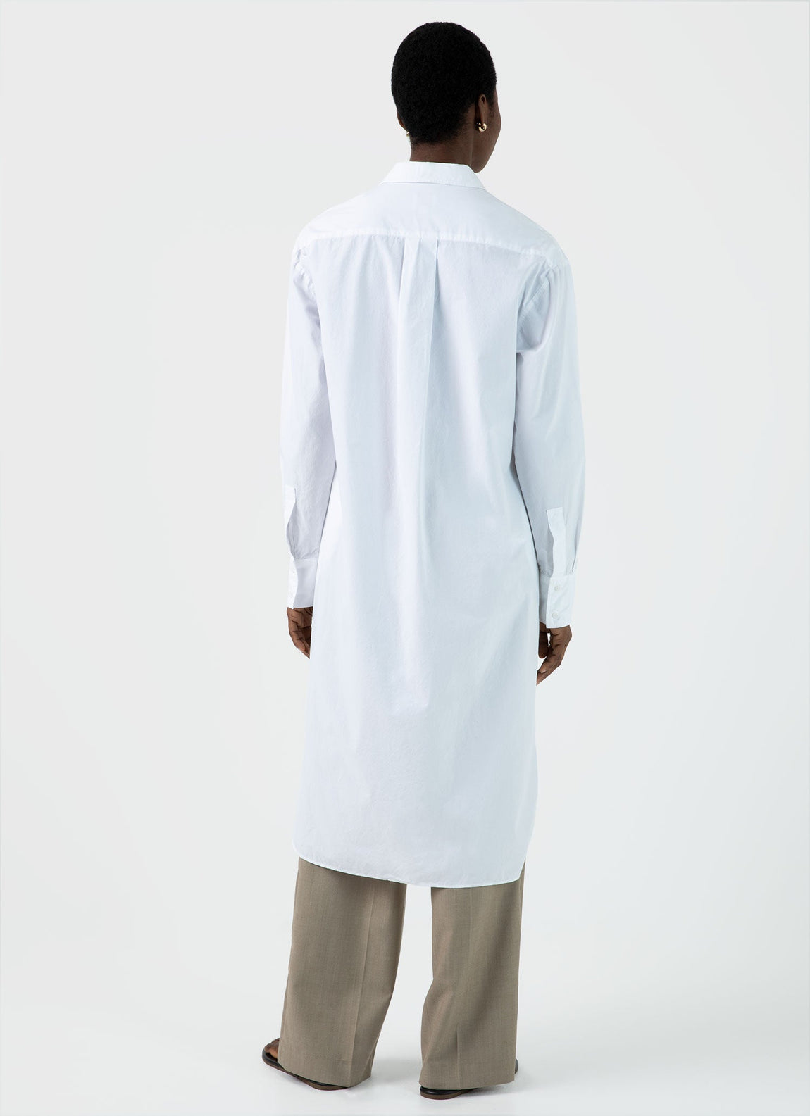 Women's Cotton Poplin Shirt Dress in White