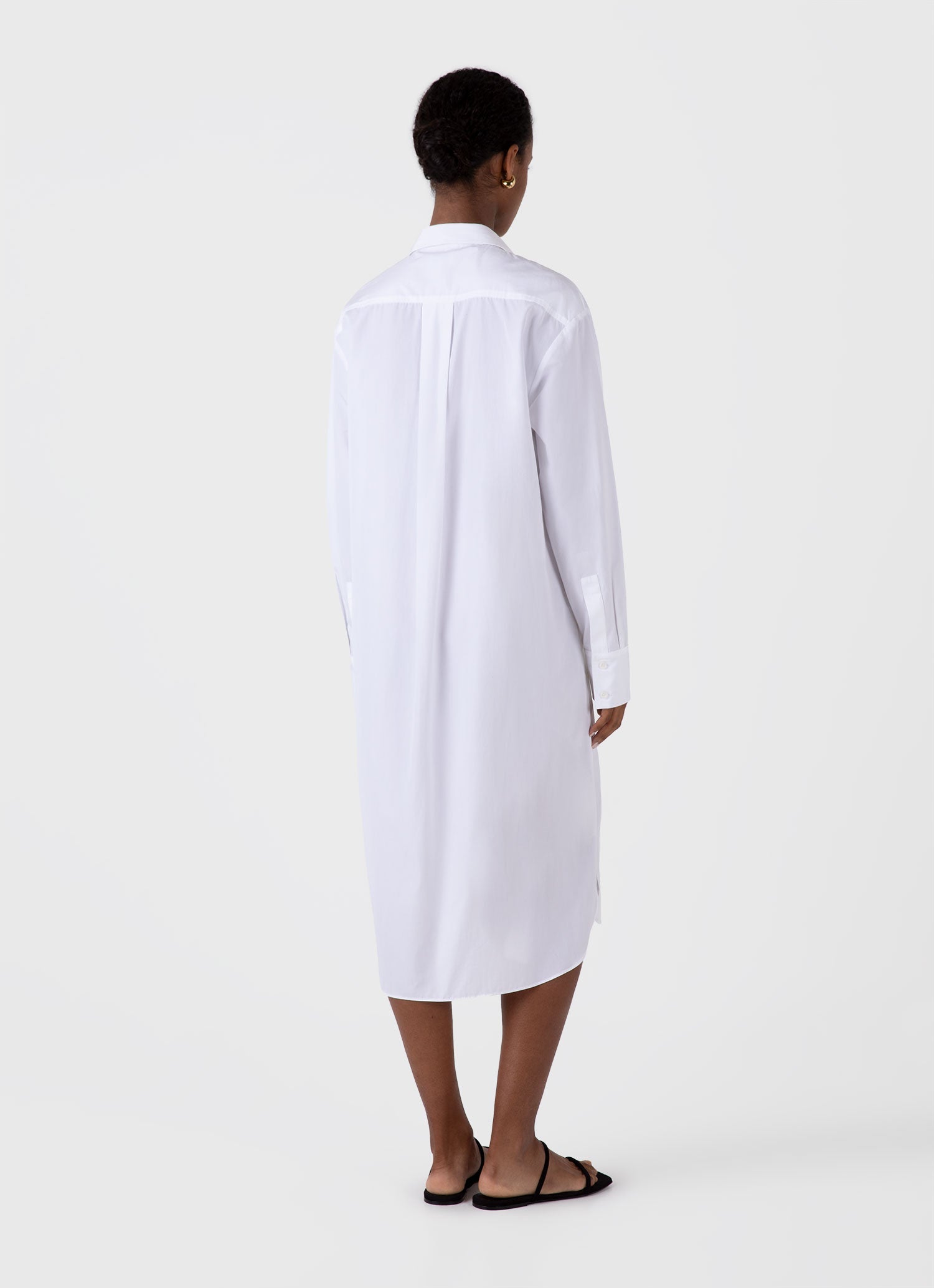 Women's Cotton Poplin Shirt Dress in White