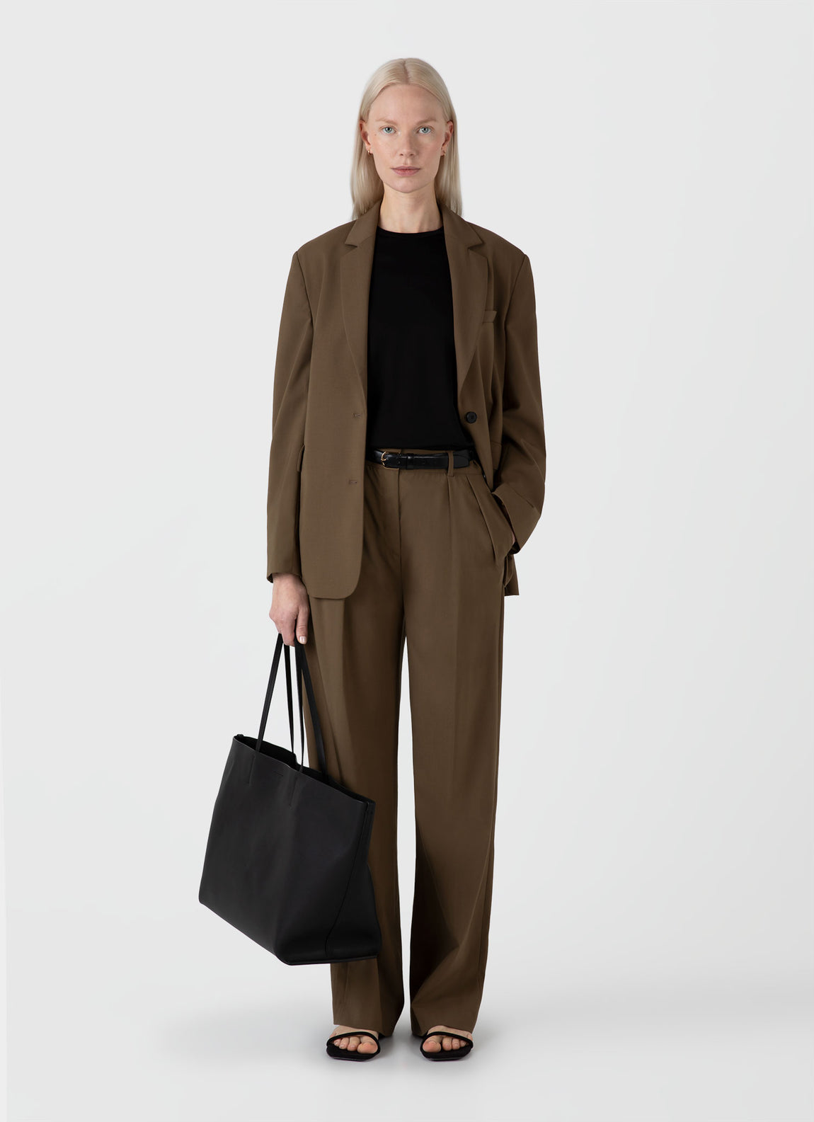 Women's Wool Blazer in Dark Camel