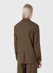 Women's Wool Blazer in Dark Camel