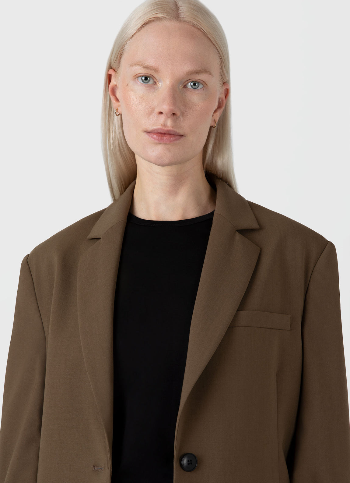 Women's Wool Blazer in Dark Camel