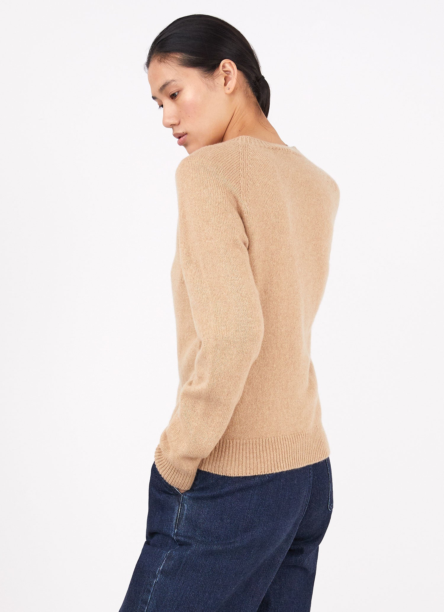 Women's Lambswool Crew Neck Jumper in Light Camel