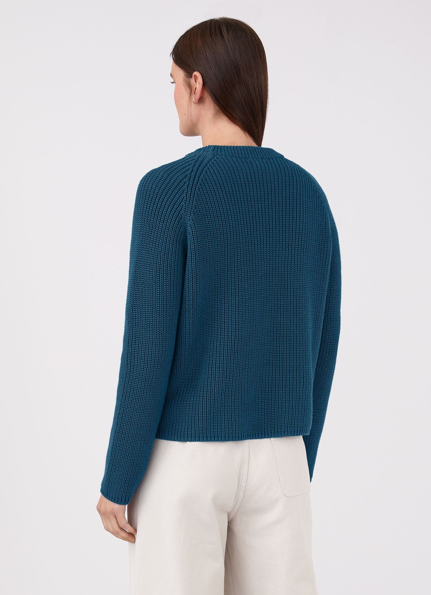 Women's Boxy Crew Neck Jumper in Lagoon Blue