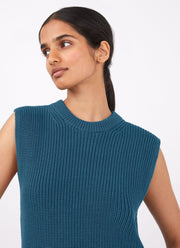 Women's Sleeveless Jumper in Lagoon Blue