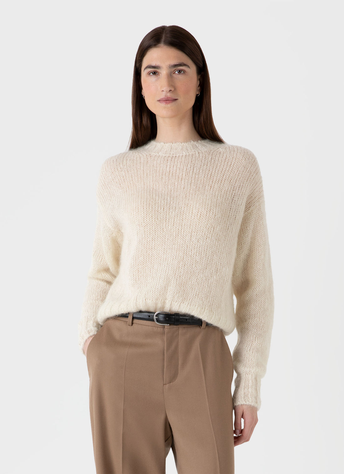 Women's Mohair Silk Jumper in Ecru