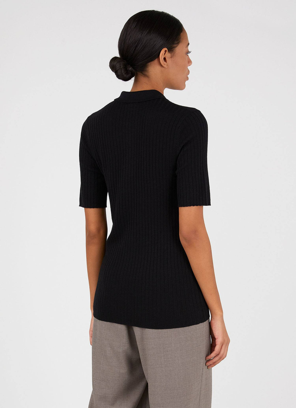 Women's Merino Silk Polo in Black