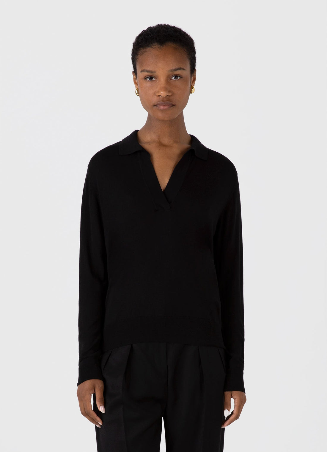 Women's Silk Polo in Black