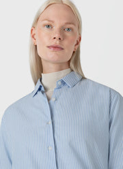 Women's Cotton Shirt in Light Blue/White