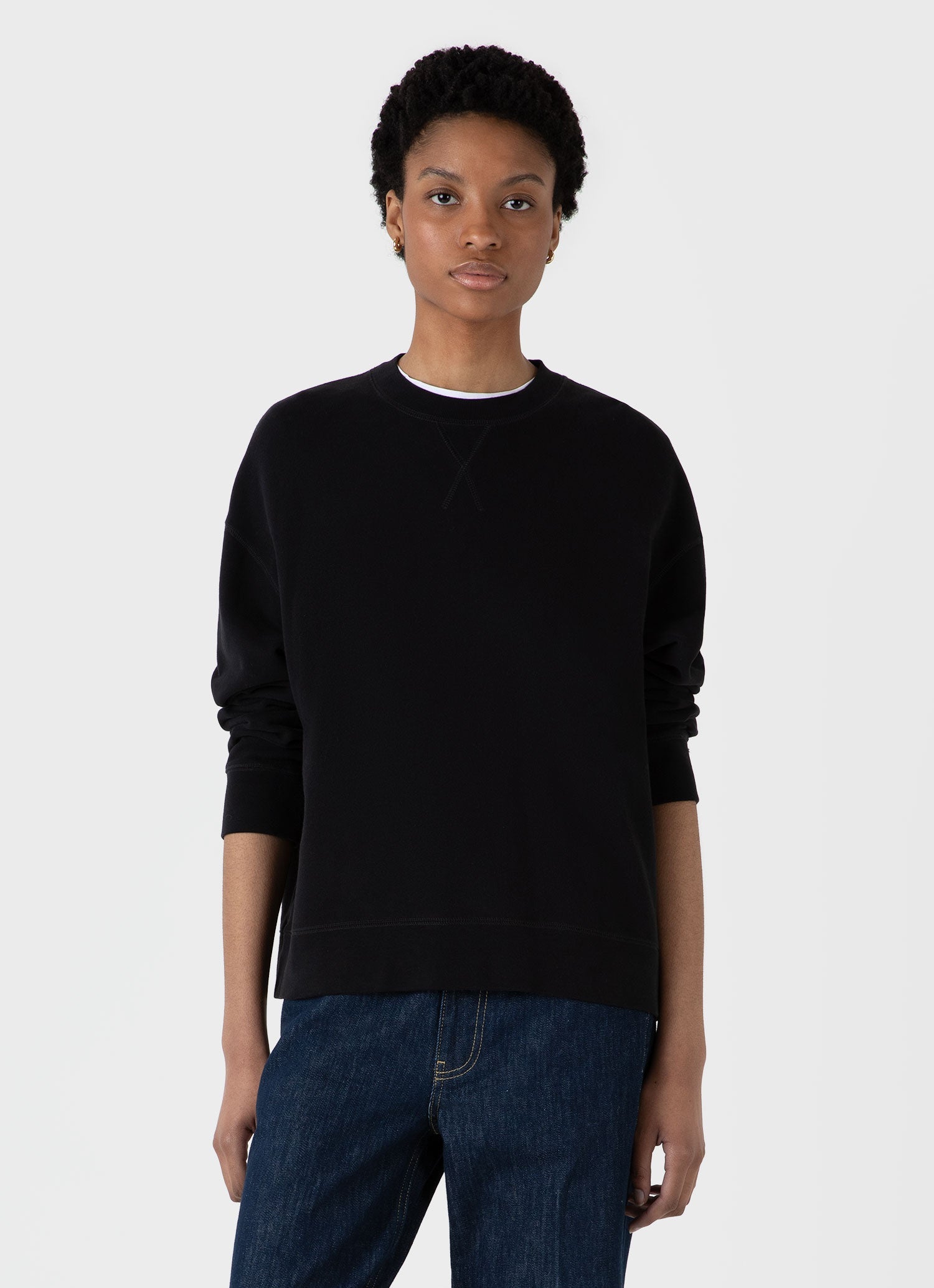 Women's Relaxed Loopback Sweatshirt in Black