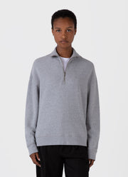 Women's Half Zip Loopback Sweatshirt in Grey Melange