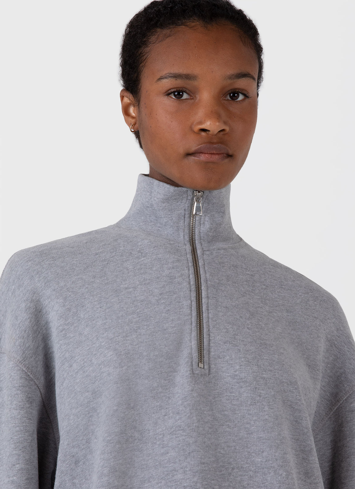 Women's Half Zip Loopback Sweatshirt in Grey Melange