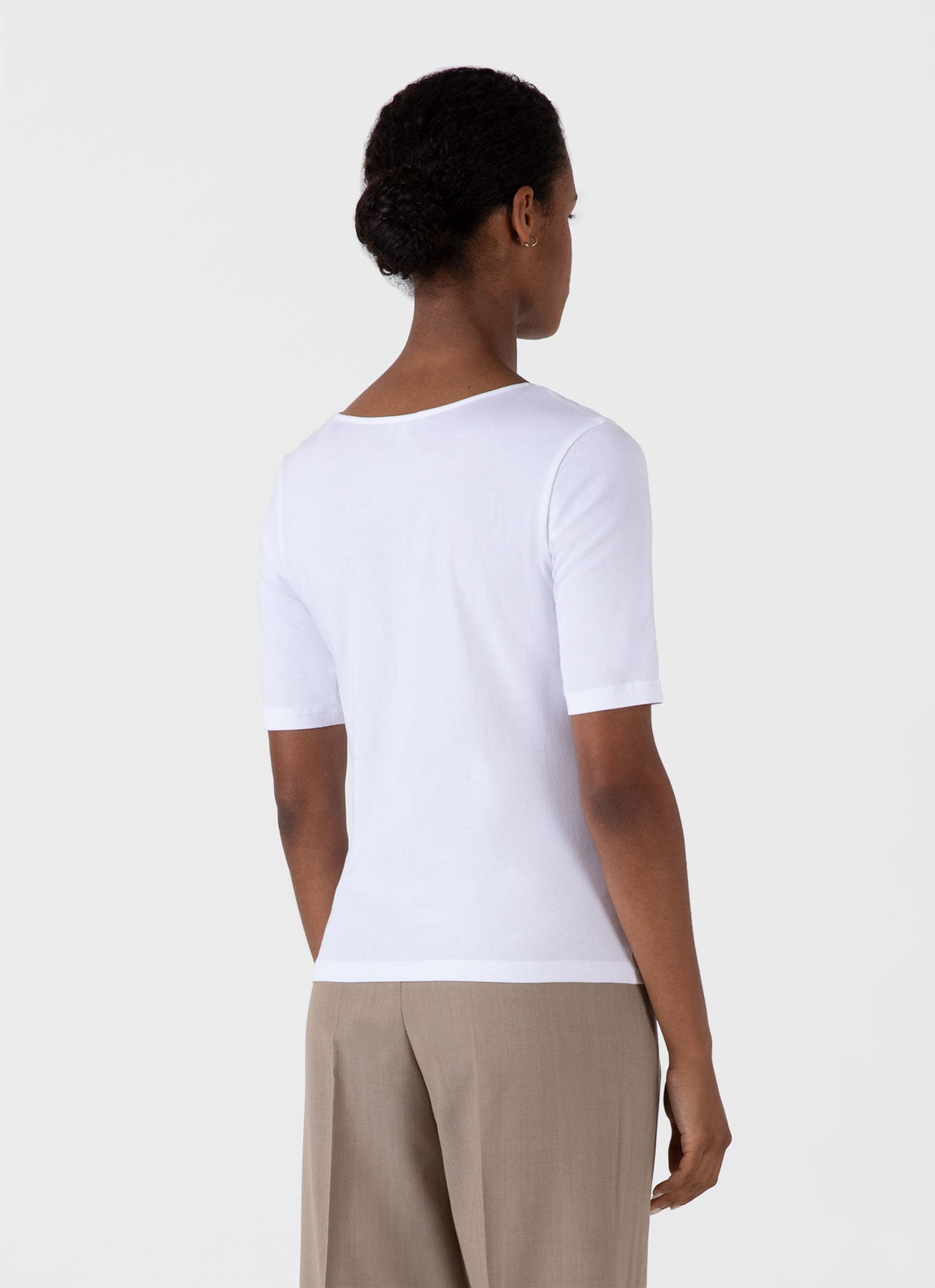 Women's Stretch Cotton Scoop Top in White