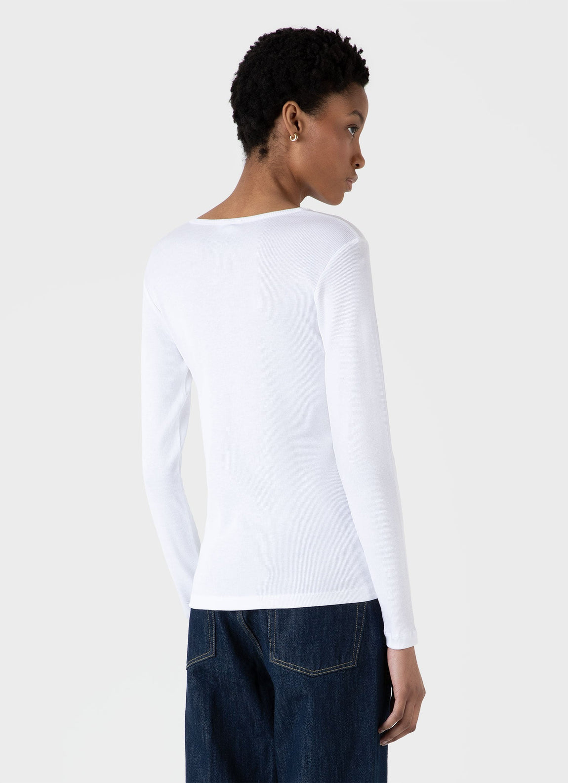 Women's Rib Henley in White