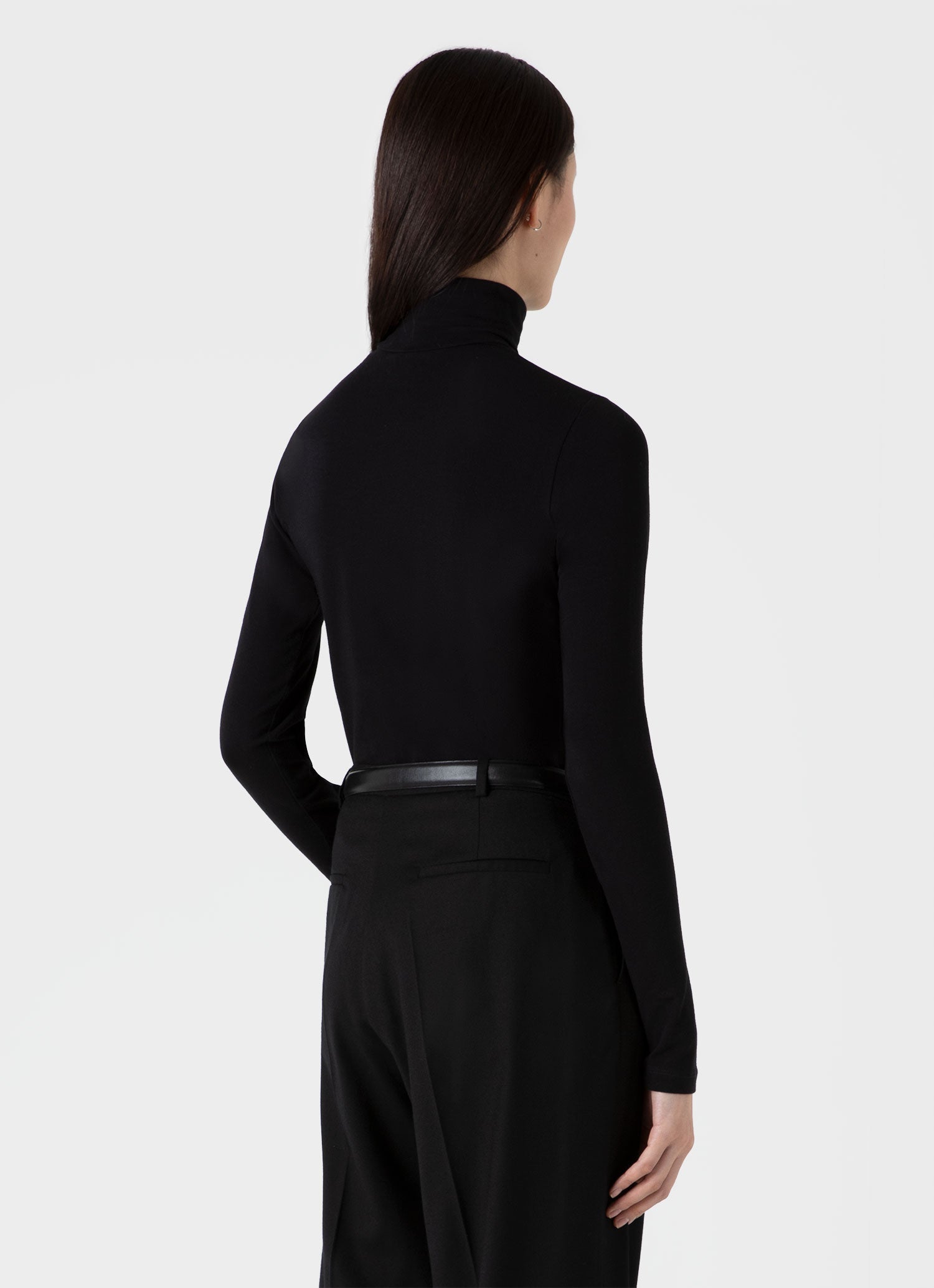 Women's Long Sleeve Roll Neck Top in Black