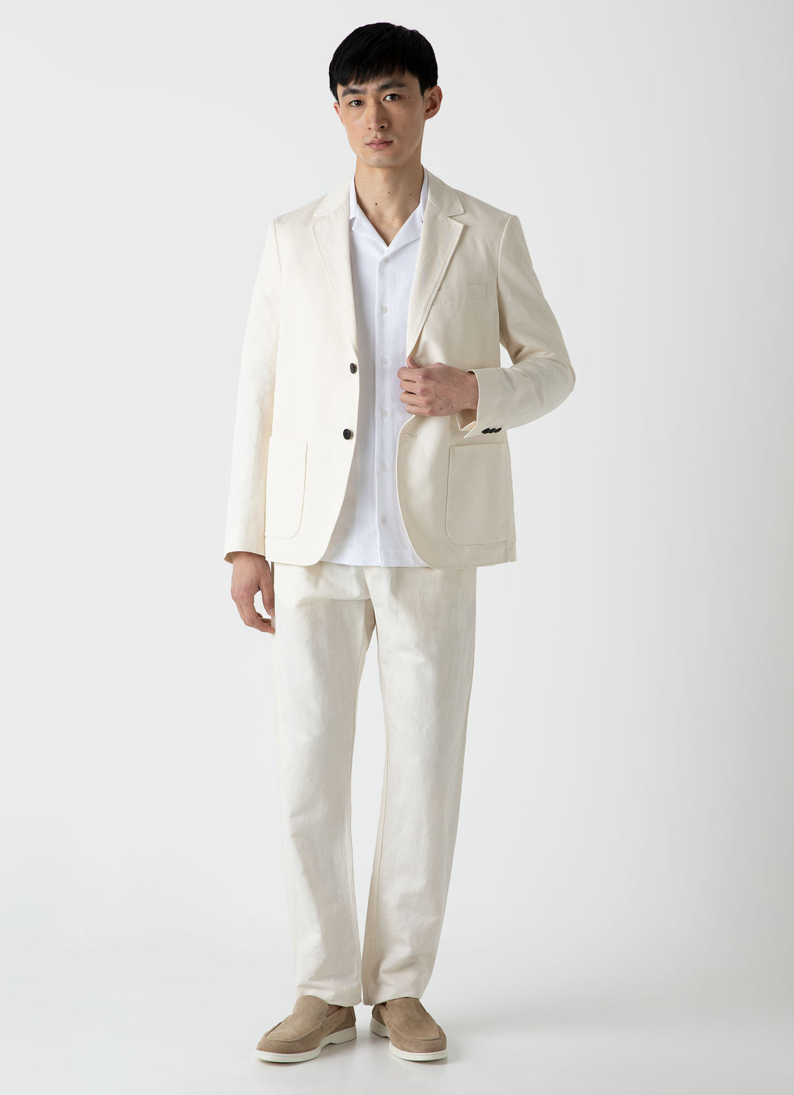 Men's Cotton Linen Unstructured Blazer in Undyed