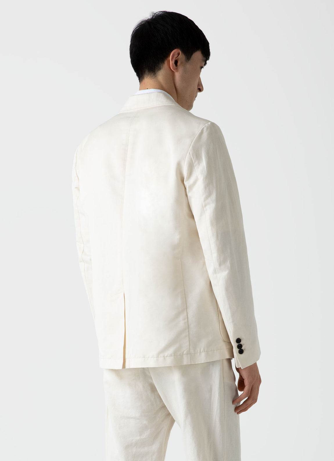 Men's Cotton Linen Unstructured Blazer in Undyed