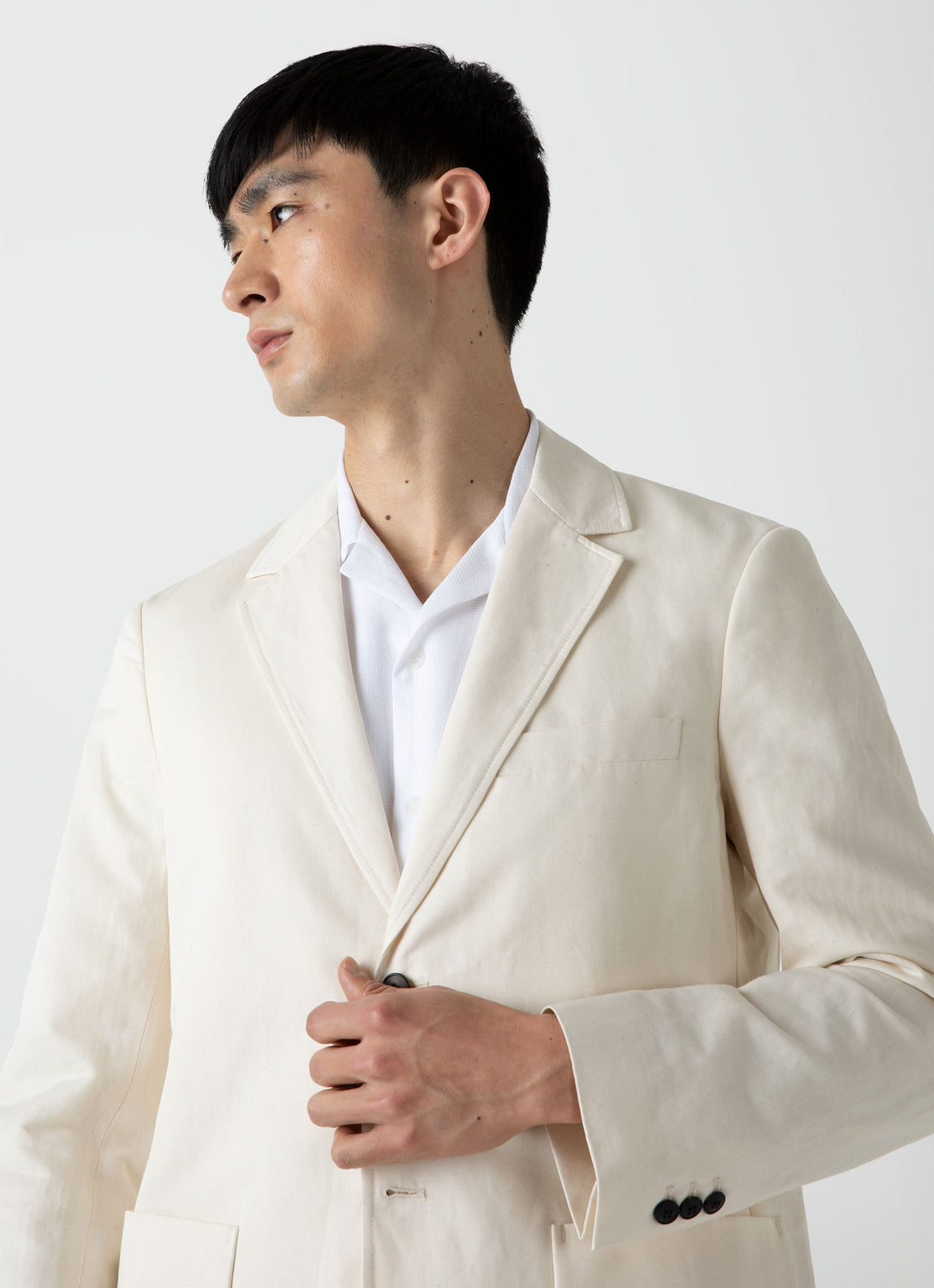 Men's Cotton Linen Unstructured Blazer in Undyed