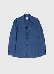 Men's Linen Blazer in Blue Melange