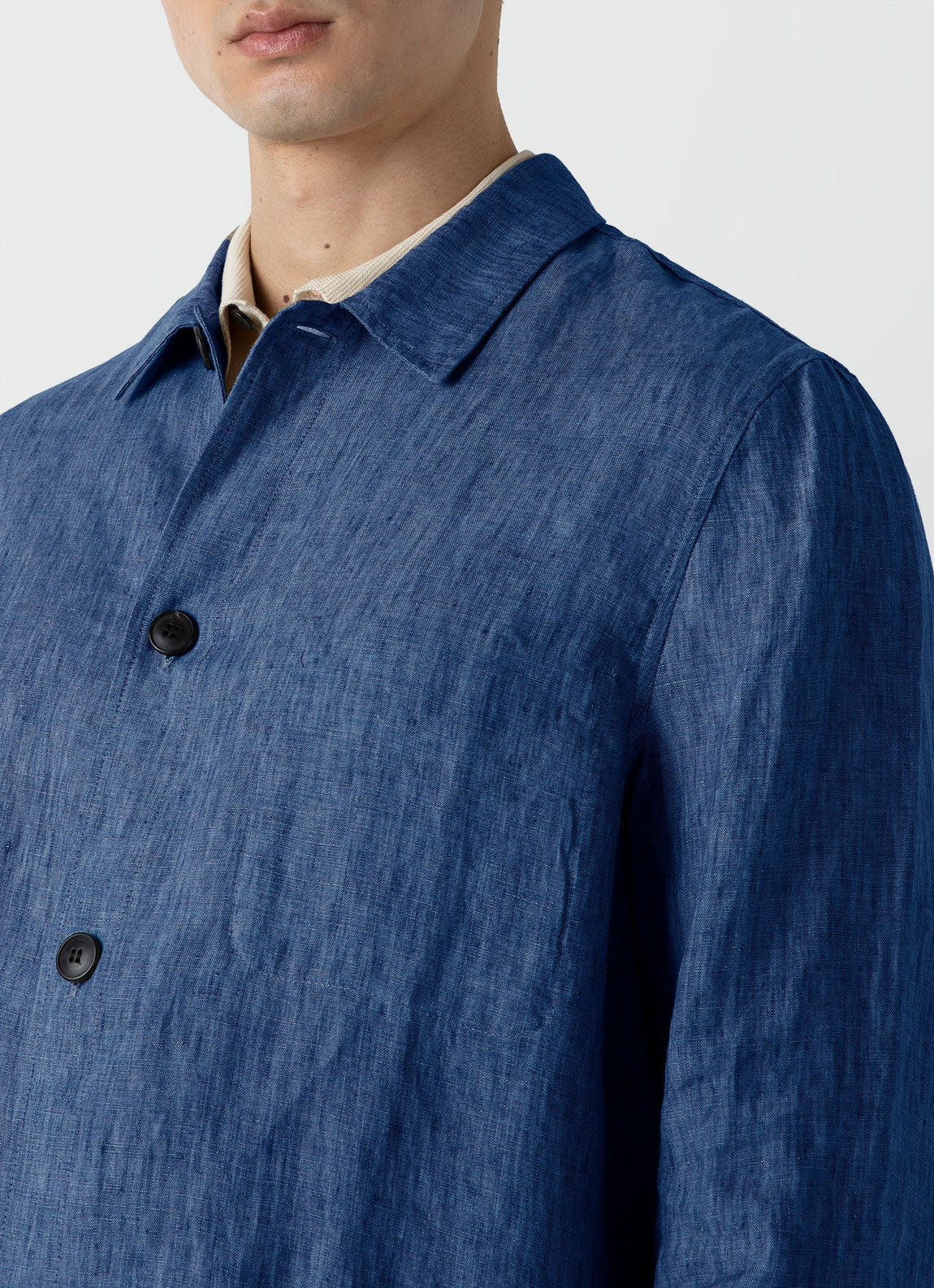 Men's Linen Twin Pocket Jacket in Blue Melange